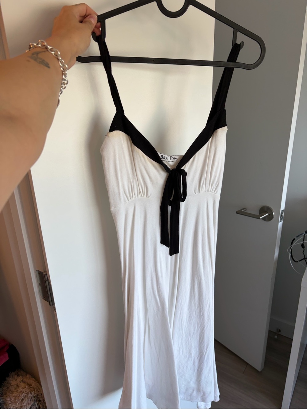 Vintage Victoria secret Black & White Tie-Front Slip Dress